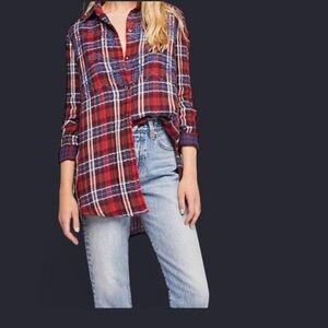 Free People Red and Blue Top